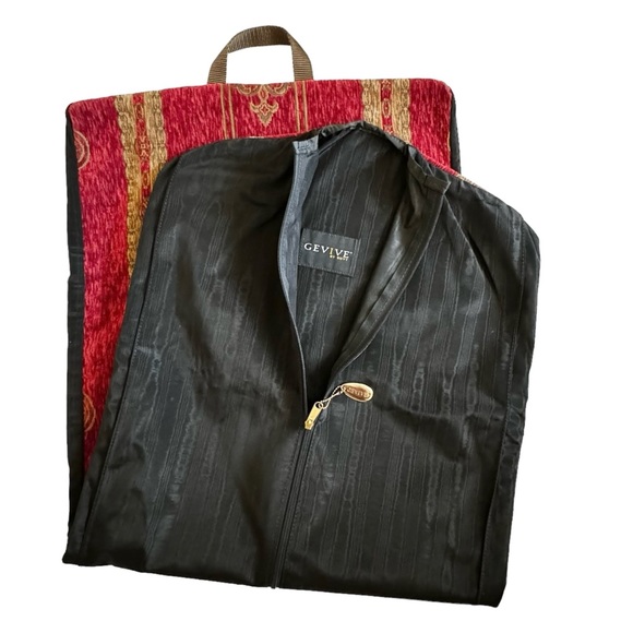 vintage tapestry garment travel bag red/gold Gevive by Boyt - Picture 3 of 7